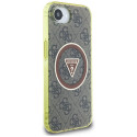 Guess IML Metal Glitter 4G Circle Triangle MagSafe case for iPhone 16e - brown