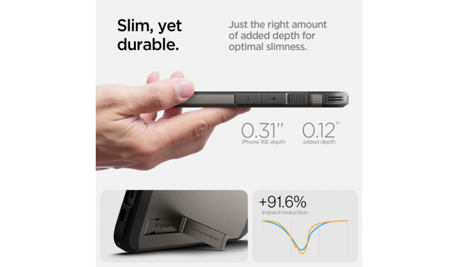 Spigen Tough Armor Case with MagSafe for iPhone 16e with Stand - Gray