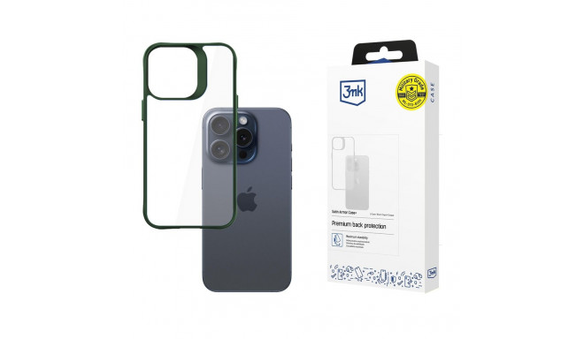 3mk Satin Armor Case+ Green for Apple iPhone 15 Pro Max - Transparent