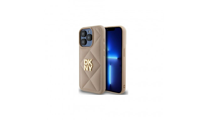 DKNY Quilted Stack Logo iPhone 15 Pro Max Case - Beige
