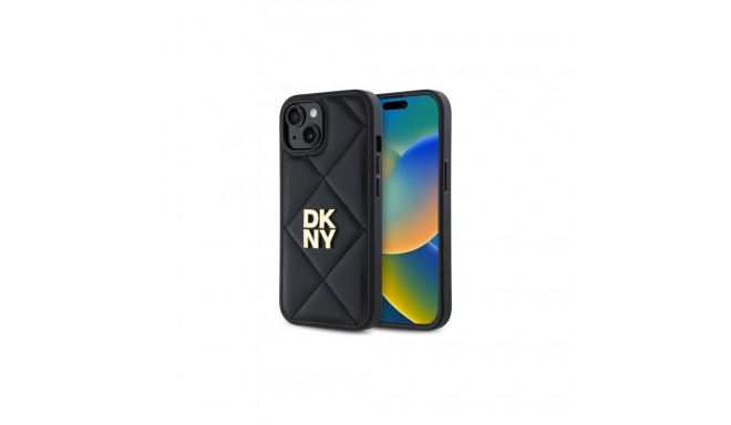 DKNY Quilted Stack Logo iPhone 14 Case - Black
