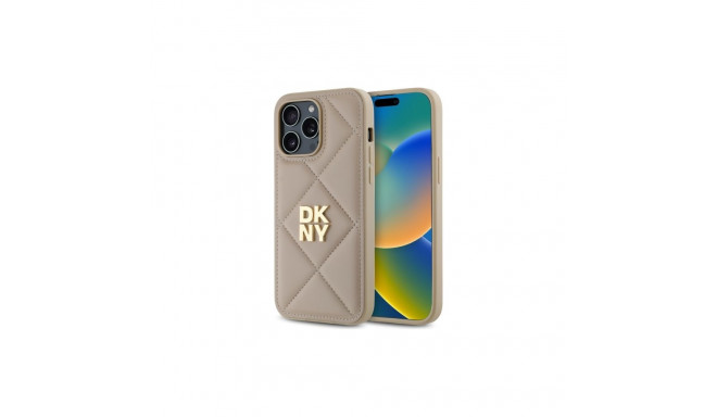 DKNY Quilted Stack Logo iPhone 14 Pro Case - Beige