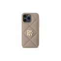 DKNY Quilted Stack Logo iPhone 14 Pro Case - Beige