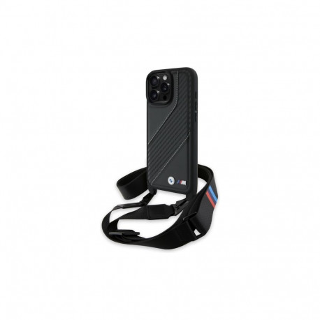 BMW M Edition Carbon Stripe & Strap Case for iPhone 16 Pro Max - Black