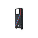 BMW M Edition Carbon Tricolor Lines & Strap Case for iPhone 16 Pro Max - Black