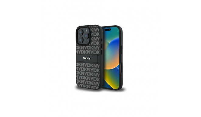 DKNY Texture Pattern Tonal Stripe iPhone 16 Pro Max Case - Black