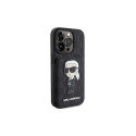 Karl Lagerfeld Saffiano Cardslots and Stand Monogram Ikonik Patch case for iPhone 15 Pro Max - black