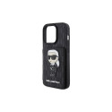 Karl Lagerfeld Saffiano Cardslots and Stand Monogram Ikonik Patch case for iPhone 15 Pro Max - black