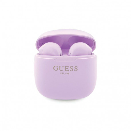 Guess GUTWST26PSU TWS Bluetooth headphones + docking station - purple Classic EST Logo