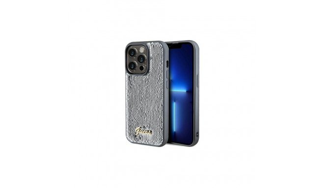 Guess Sequin Script Metal case for iPhone 14 Pro Max - silver