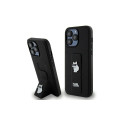 Karl Lagerfeld Gripstand Saffiano Choupette Pins case for iPhone 13 Pro Max - black