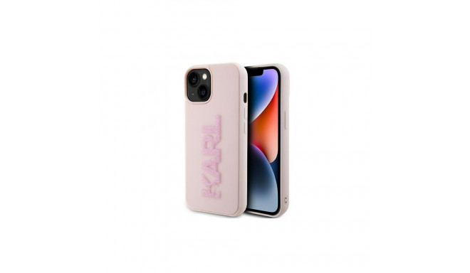 Karl Lagerfeld 3D Rubber Glitter Logo case for iPhone 15 - pink