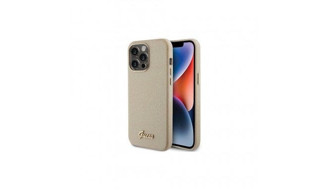 Guess Glitter Glossy Script case for iPhone 15 Pro - gold