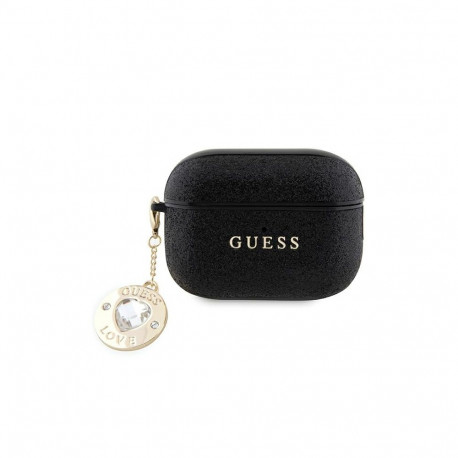 Guess GUAP2PGEHCDK case for AirPods Pro 2 cover - black Fixed Glitter Heart Diamond Charm