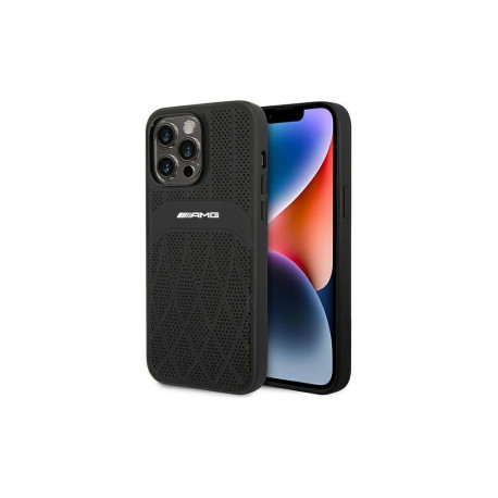 AMG AMHMP14XOSDBK iPhone 14 Pro Max 6.7" black/black hardcase Leather Curved Lines MagSafe