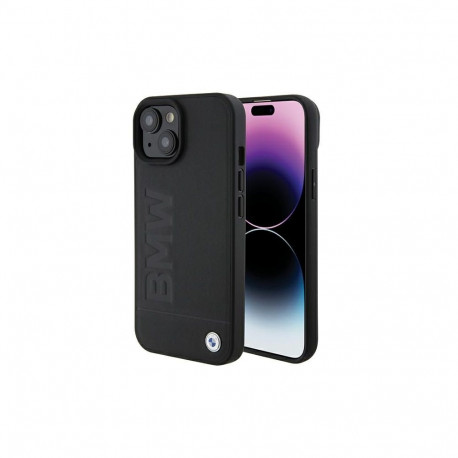 BMW Leather Hot Stamp case for iPhone 15 Plus - black