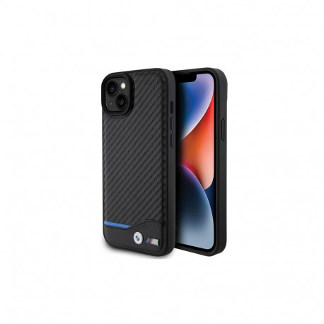 BMW Leather Carbon case for iPhone 15 Plus - black
