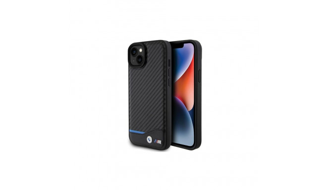 BMW Leather Carbon case for iPhone 15 Plus - black
