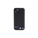 BMW Leather Carbon case for iPhone 15 Plus - black