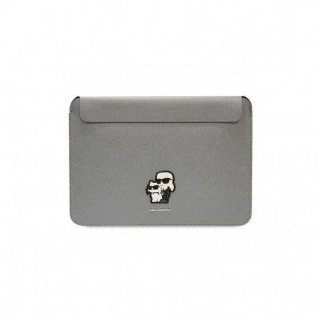 Karl Lagerfeld Saffiano Karl&Choupette case for a 16" laptop - silver