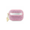 Guess GUAPHDGTPP AirPods Pro cover pink/pink Rhinestone Triangle Charm