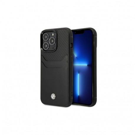 Case BMW BMHCP14X22RSEPK iPhone 14 Pro Max 6.7" black/black Leather Card Slot