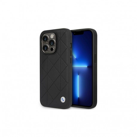 Case BMW BMHCP14L22RQDK iPhone 14 Pro 6.1" black/black Leather Quilted