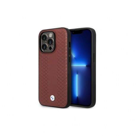 Case BMW BMHCP14L22RFGR iPhone 14 Pro 6.1" Burgundy/burgundy Leather Diamond Pattern