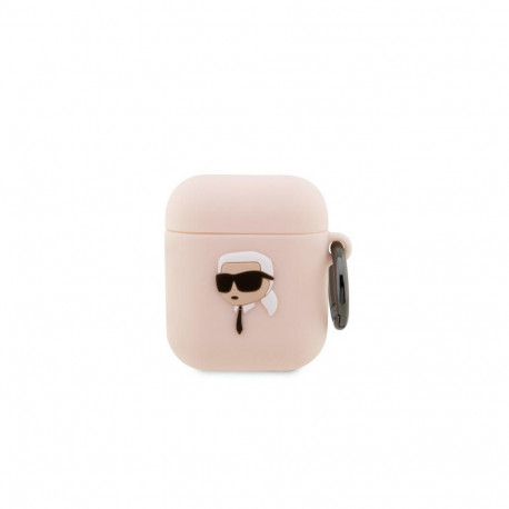 Karl Lagerfeld KLA2RUNIKP AirPods 1/2 cover pink/pink Silicone Karl Head 3D