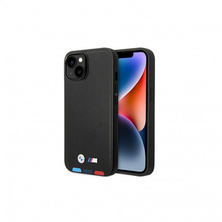 Case BMW BMHMP14M22PTDK iPhone 14 Plus 6.7 "black / black Leather Stamp Tricolor Magsafe