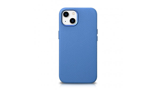 iCarer Litchi Premium Leather Case iPhone 14 Magnetic Leather Case with MagSafe Light Blue (WMI14220