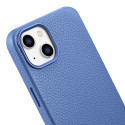 iCarer Litchi Premium Leather Case iPhone 14 Magnetic Leather Case with MagSafe Light Blue (WMI14220