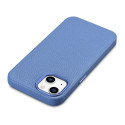 iCarer Litchi Premium Leather Case iPhone 14 Magnetic Leather Case with MagSafe Light Blue (WMI14220