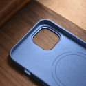 iCarer Litchi Premium Leather Case iPhone 14 Magnetic Leather Case with MagSafe Light Blue (WMI14220
