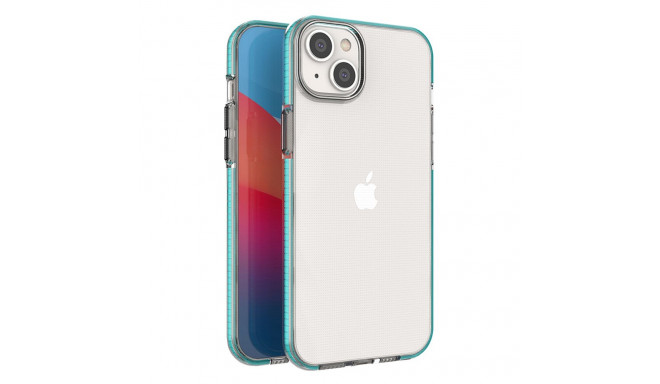 Spring Case case for iPhone 14 Plus silicone cover with frame light blue