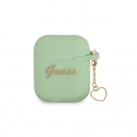 Guess GUA2LSCHSN AirPods cover green/green Silicone Charm Heart Collection
