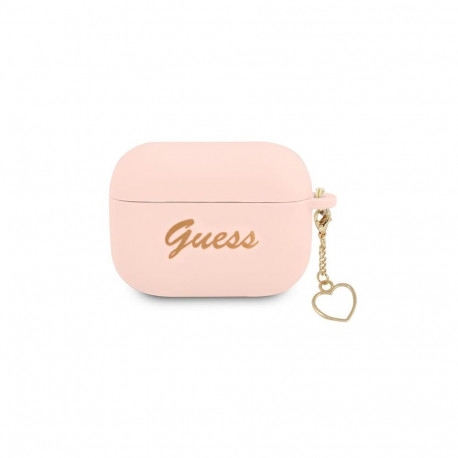 Guess GUAPLSCHSP AirPods Pro cover pink/pink Silicone Charm Heart Collection