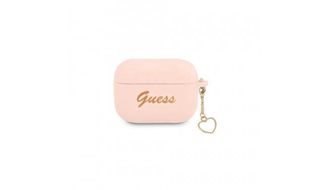 Guess GUAPLSCHSP AirPods Pro cover pink/pink Silicone Charm Heart Collection
