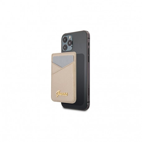 Guess Wallet Card Slot GUWMSSASLGO MagSafe Saffiano gold/gold