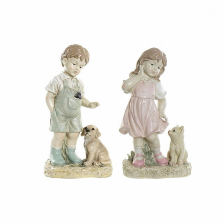 Dekoratiivkuju DKD Home Decor Sinine Roosa Vaik Laps (26.5 x 16.5 x 44.5 cm) (2 pcs)