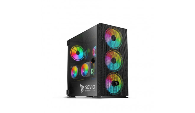 ATX/mATX Semi-tower Korpus Savio SAVGC-RAPTORX1 Must Mitmevärviline