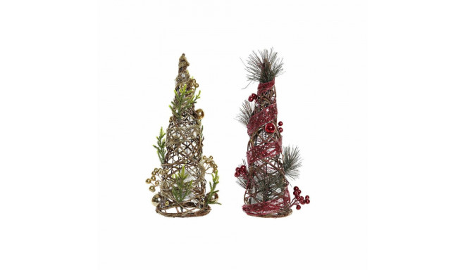 Christmas Tree DKD Home Decor Red Green Golden 16 x 16 x 41 cm Plastic (2 Units)