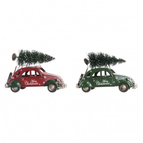 Christmas bauble DKD Home Decor Red Green Car 26 x 11,5 x 16,5 cm (2 Units)