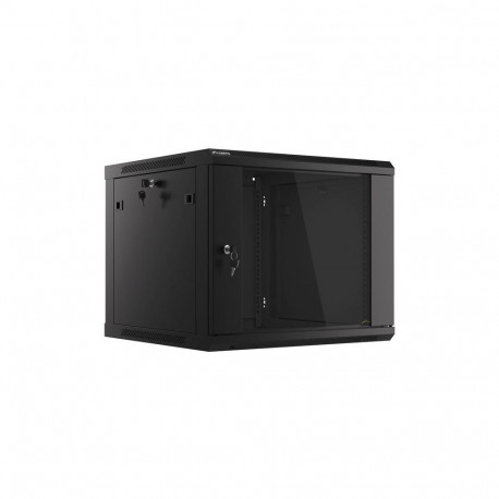 Lanberg rackkapp 19'' 9U 600x600mm seinale paigaldatav klaasuksega, must