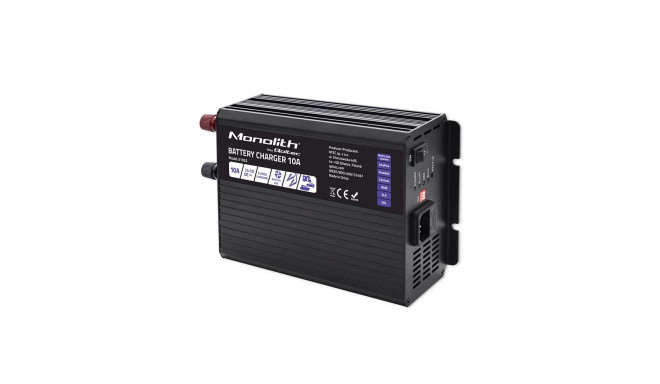 Qoltec Smart Monolith Battery Charger for LiFePO4 AGM GEL SLA batteries | 10A | 24V