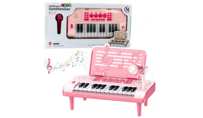 elektrooniline hariv klaver noodialusega mikrofon 24K roosa