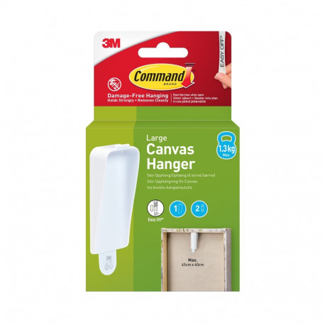 Riputuskonks raamiga lõuendile Command, valge, eemaldatav,  1 konks + 2 kinnitusriba