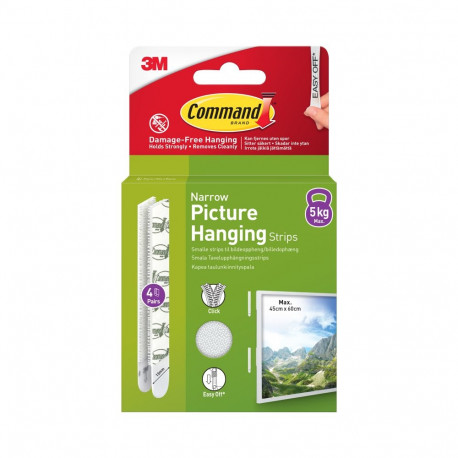 3M Command Strips White Narrow 4 Sets