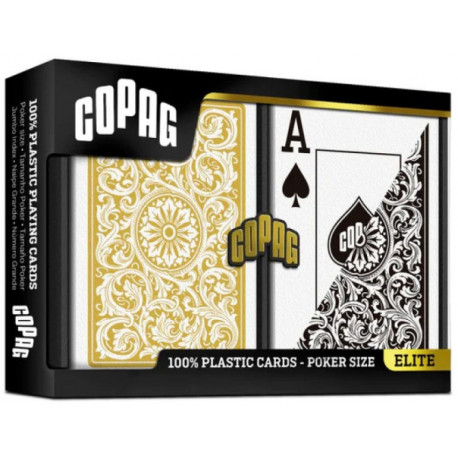 Copag playing cards Elite Poker Jumbo Index Double Deck, golden/black (1546)