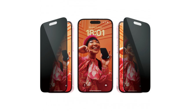 "PanzerGlass Privacy iPhone 15. UWF w. EasyAligner"